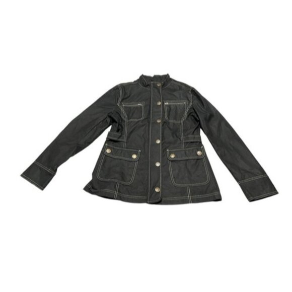 Boden Jackets & Blazers - Boden Waxed Cotton Utility Jacket Black with white stitching, US 12